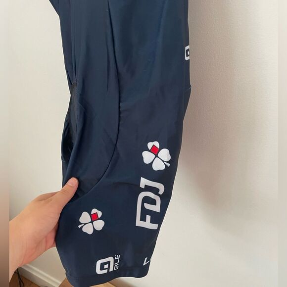 GROUPAMA  MENS FDJ BIB SHORTS 2023 DARK BLUE -WHITE SIZE SMALL CYCING BIKE - Picture 9 of 9